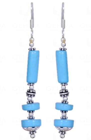Turquoise Tube Shape Earrings Made In .925 Sterling Silver ES-1032