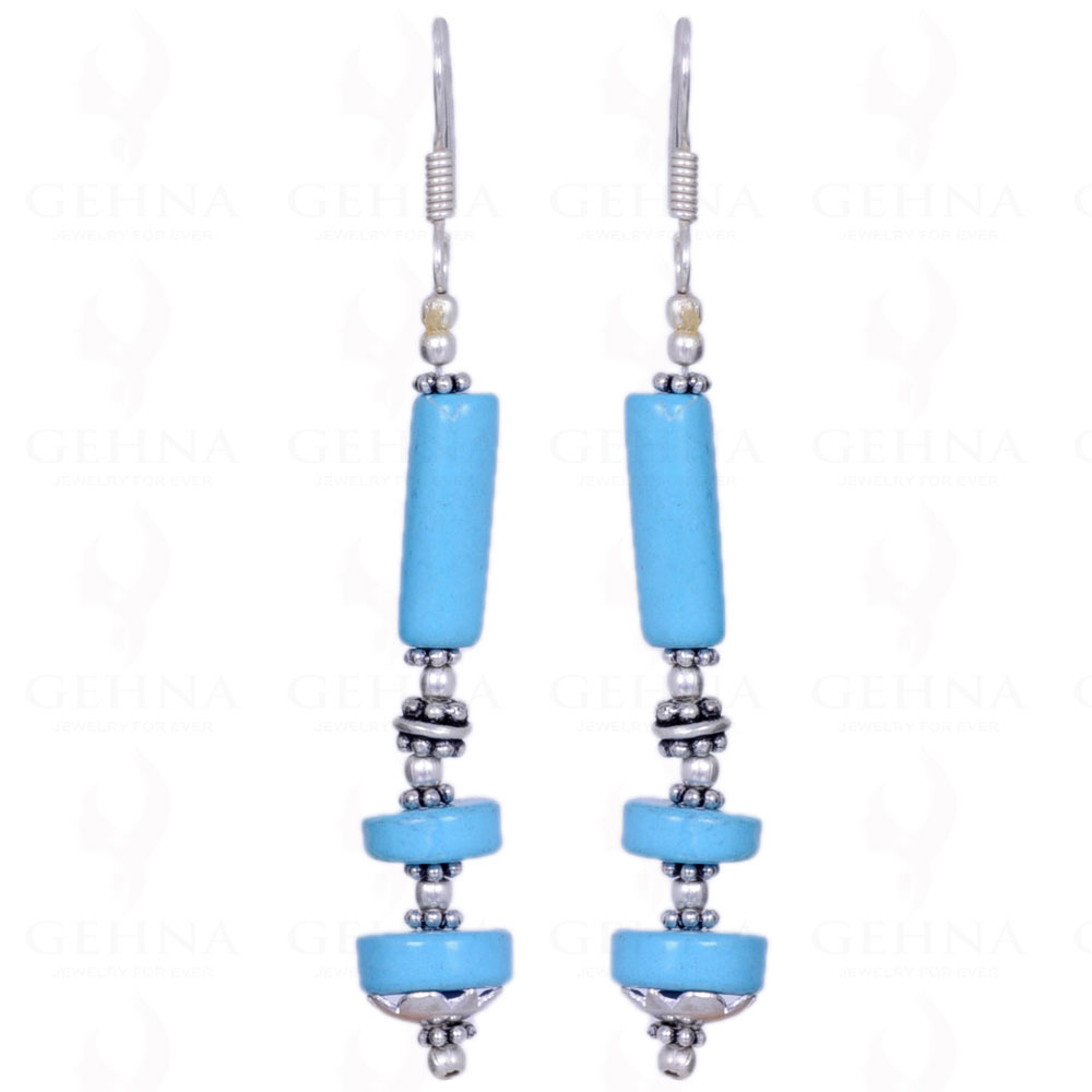 Turquoise Tube Shape Earrings Made In .925 Sterling Silver ES-1032