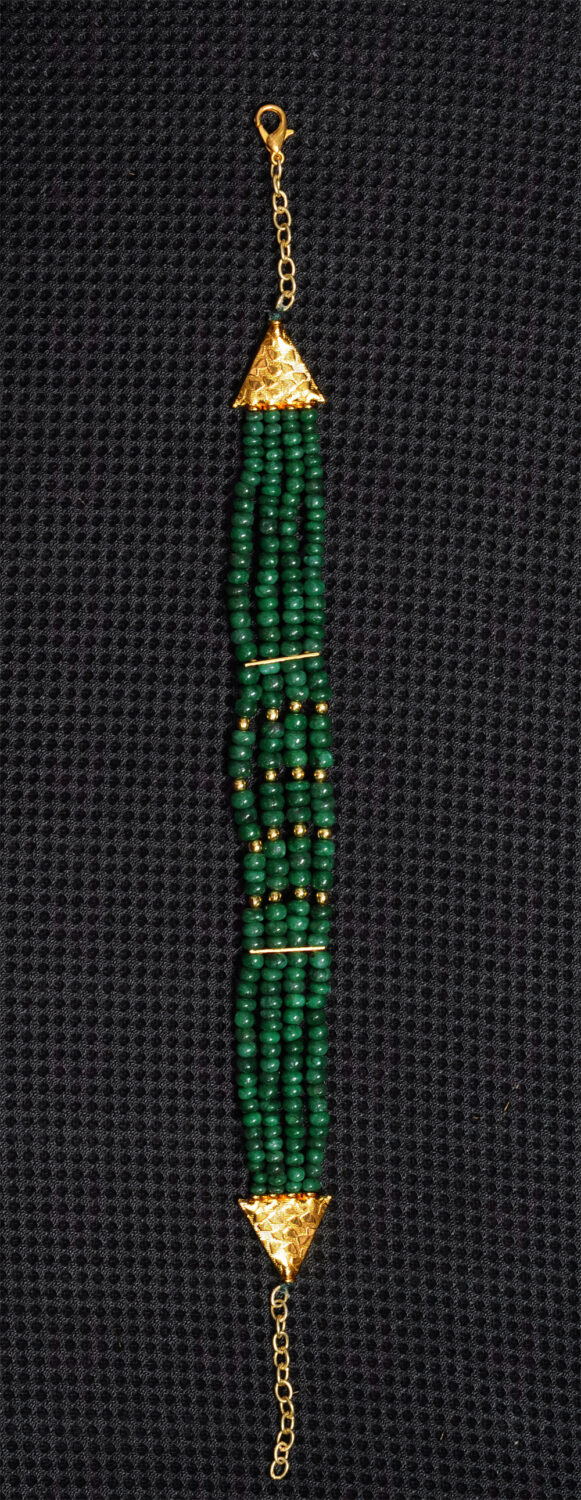 4 Rows Emerald Gemstone Bead Bracelet BS-1032