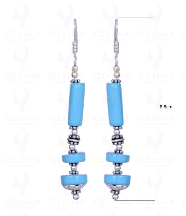 Turquoise Tube Shape Earrings Made In .925 Sterling Silver ES-1032