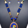 White Topaz Studded Beautiful Radha Krishna Hand Painted Pendant Set FN-1032