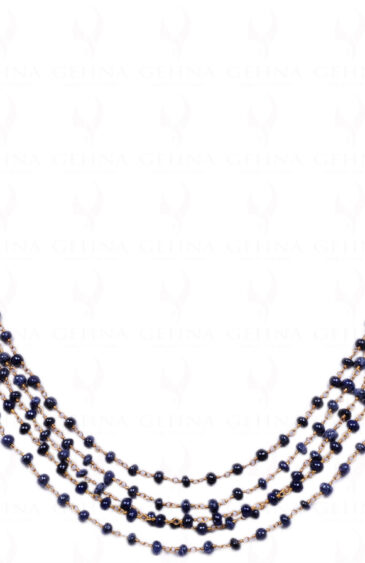 5 Rows African Sapphire Necklace Linked In 925 Silver – Yellow Polish CP-1033