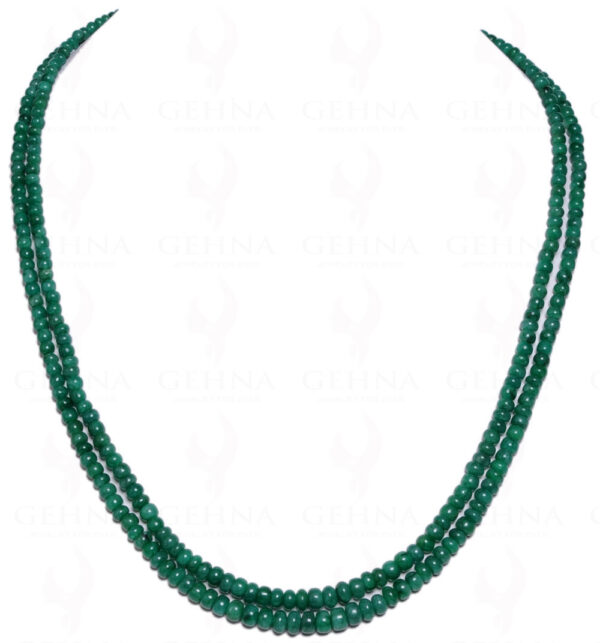 2 Rows Emerald Cabochon Bead Necklace NP-1033