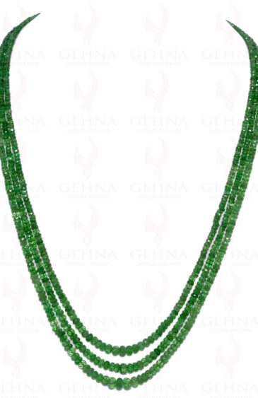 3 Rows of Green Garnet Gemstone Faceted Bead Necklace NS-1033