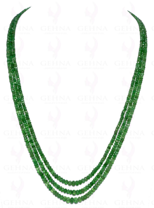 3 Rows of Green Garnet Gemstone Faceted Bead Necklace NS-1033