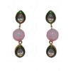 Round Shaped White Topaz Studded Krishna Leela Hand Painted Pendant Set FN-1033