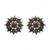 Simulated Diamond & Emerald Studded South Indian Style Earrings FE-1034