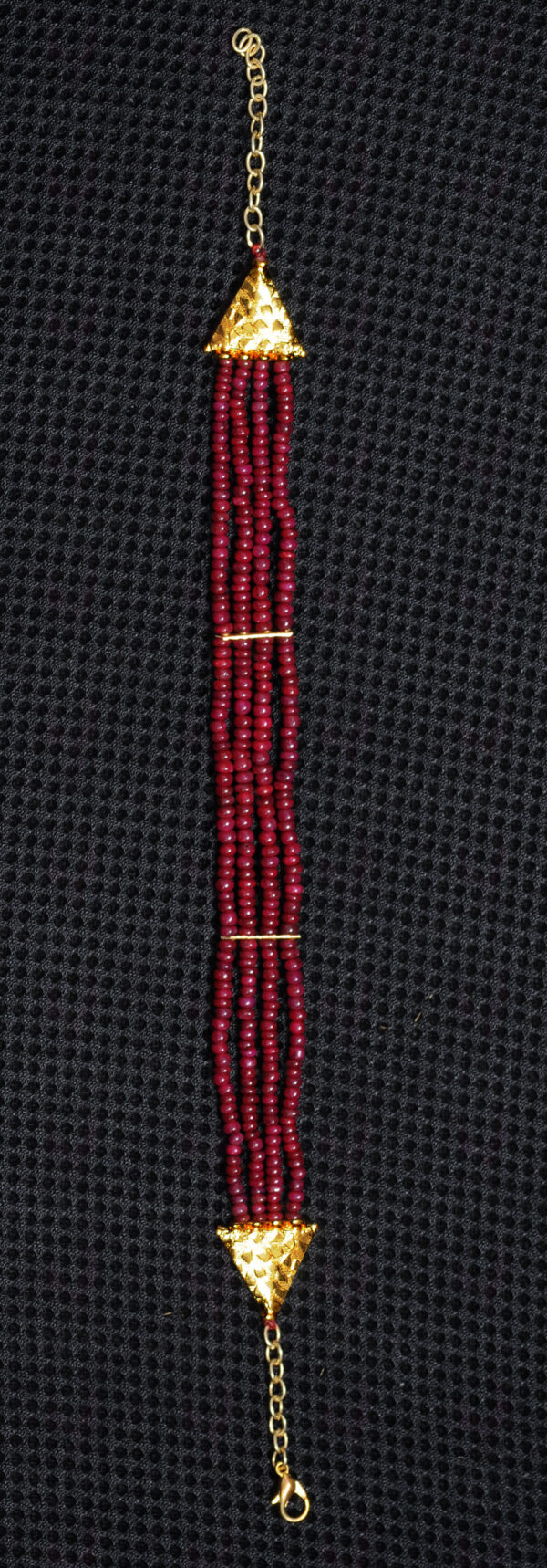 4 Rows Ruby Gemstone Plain Bead Bracelet BS-1034