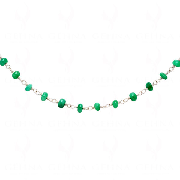 Emerald Gemstone Cabochon Bead Chain In .925 Sterling Silver CP-1034