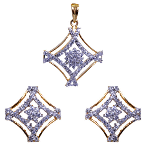 Exclusive Cubic Zirconia Studded Beautiful Pendant & Earring Set FP-1034