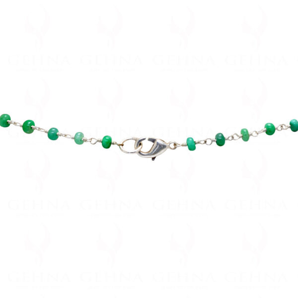 Emerald Gemstone Cabochon Bead Chain In .925 Sterling Silver CP-1034