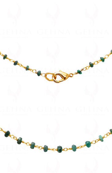 Emerald Shaded Faceted Bead Chain Linked In .925 Silver – Yellow Polish CP-1035