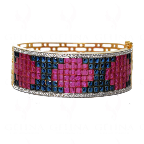 Multi Color Synthetic Stone Studded Gold Plated Bracelet FB-1035