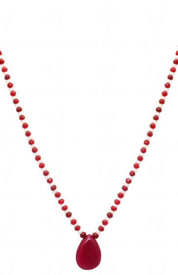Ruby Gemstone Cabochon Bead & Pendant With Fresh Water Pearls NM-1035