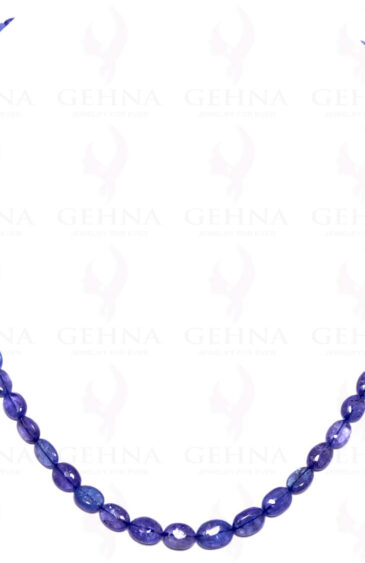 Tanzanite Gemstone Oval Shaped Cabochon Bead Strand Necklace NS-1035