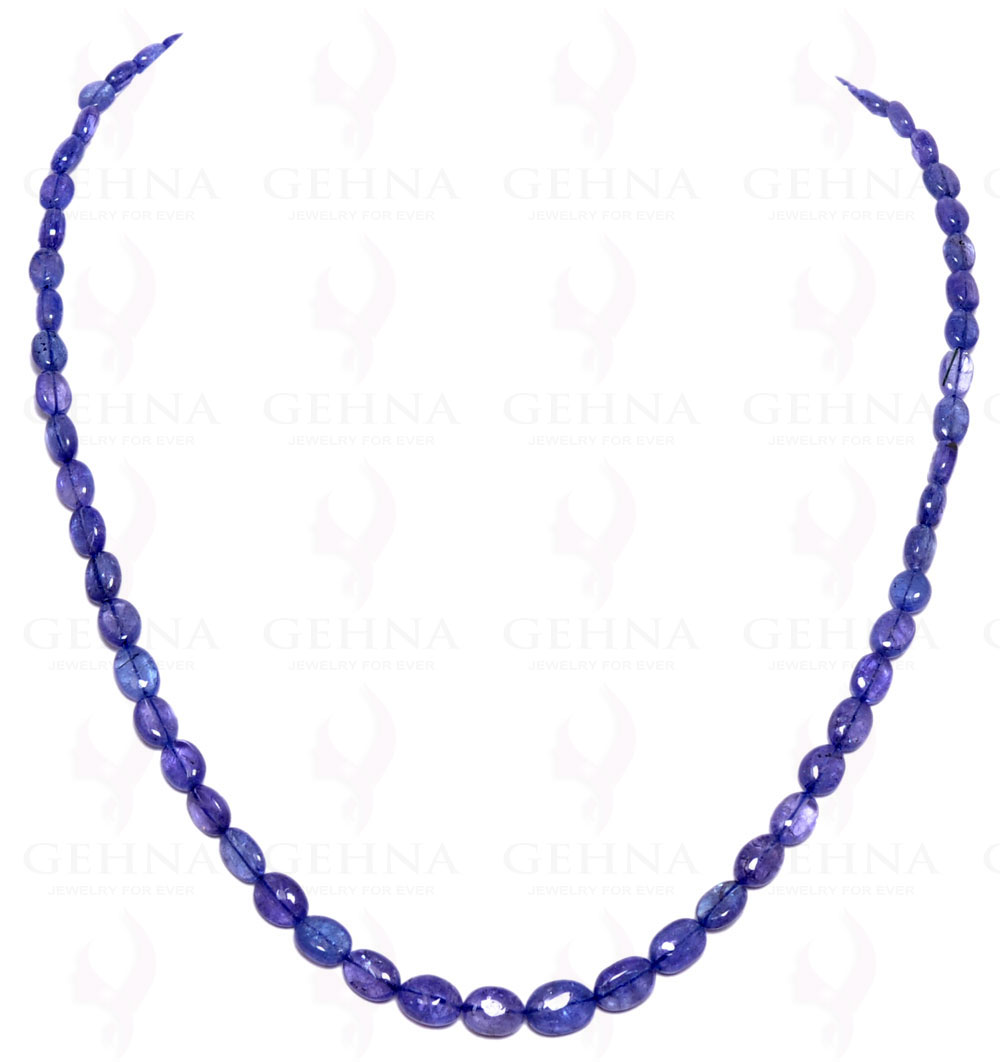 Tanzanite Gemstone Oval Shaped Cabochon Bead Strand Necklace NS-1035