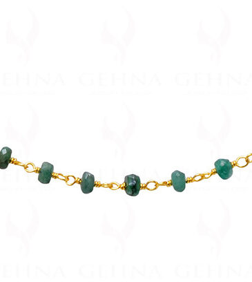 Emerald Shaded Faceted Bead Chain Linked In .925 Silver – Yellow Polish CP-1035