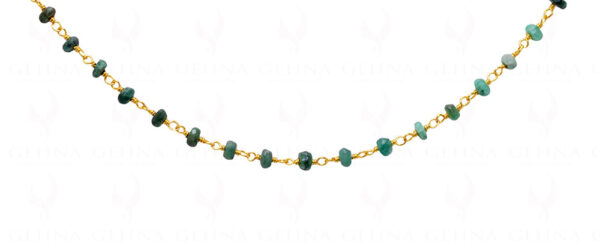 Emerald Shaded Faceted Bead Chain Linked In .925 Silver - Yellow Polish CP-1035