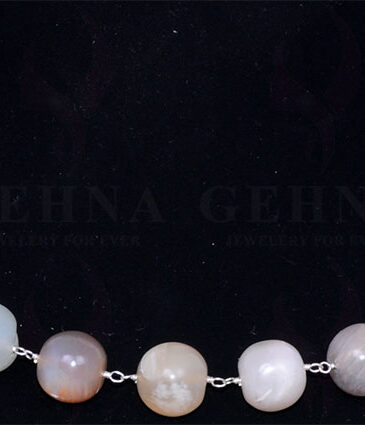 18″ Rainbow Gemstone Bead Chain In .925 Sterling Silver CS-1035