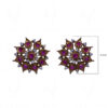 Simulated Diamond & Ruby Studded South Indian Style Earrings FE-1035