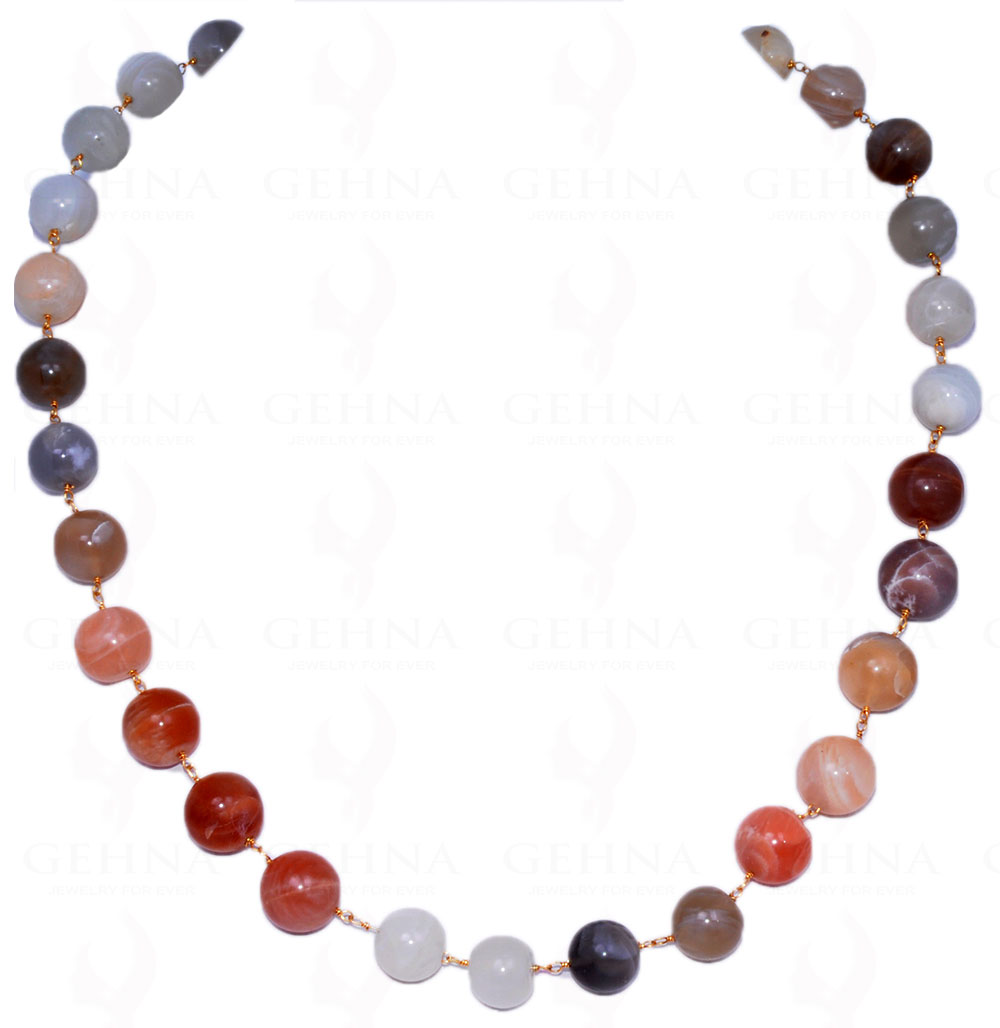 Multi Color Moonstone Bead Chain In .925 Sterling Silver CS-1036