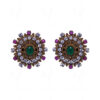 Simulated Diamond, Ruby & Emerald Studded South Indian Earrings FE-1036
