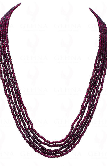 5 Rows of Natural Red Garnet Gemstone Faceted Bead Necklace NS-1036