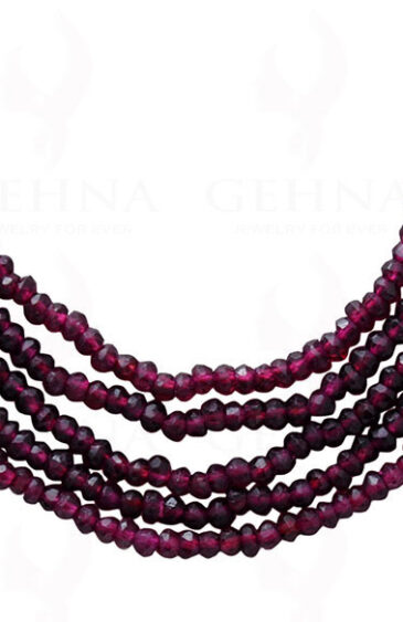 5 Rows of Natural Red Garnet Gemstone Faceted Bead Necklace NS-1036