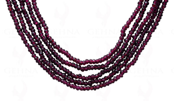 5 Rows of Natural Red Garnet Gemstone Faceted Bead Necklace NS-1036