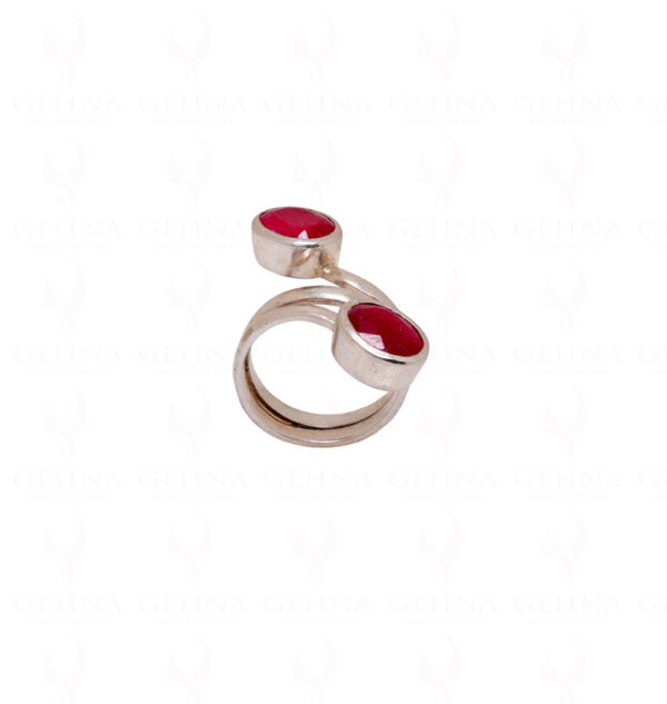 Ruby Gemstone Studded 925 Sterling Solid Silver Snake Shaped Ring SR-1036