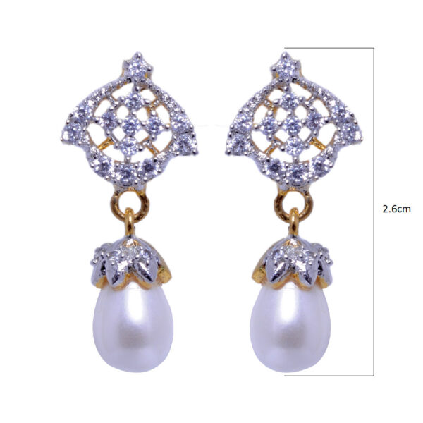 White Pearl & Cubic Zirconia Studded Trendy Pendant & Earring Set FP-1036