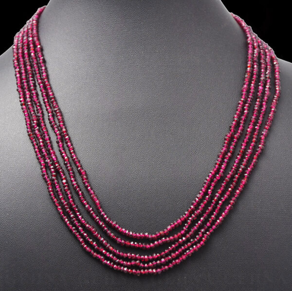 5 Rows of Natural Red Garnet Gemstone Faceted Bead Necklace NS-1036