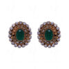 Simulated Diamond & Emerald Studded South Indian Style Earrings FE-1037