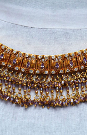 Indian Traditional Style Tanzanite Gemstone Studded Necklace FN-1037