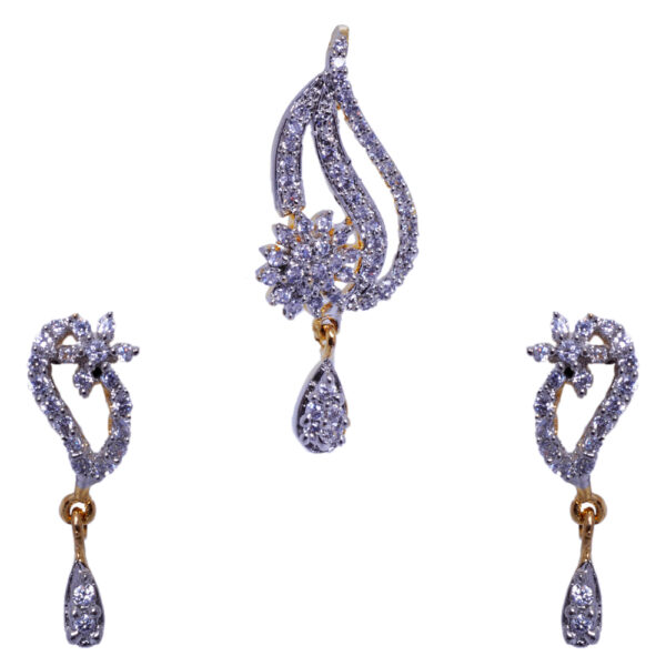 Western Cubic Zirconia Studded Trendy Pendant & Earring Set FP-1037