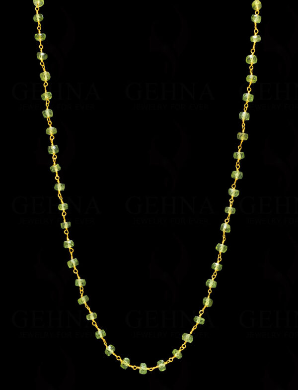 Peridot Gem Round Bead Chain In .925 Sterling Silver CS-1037