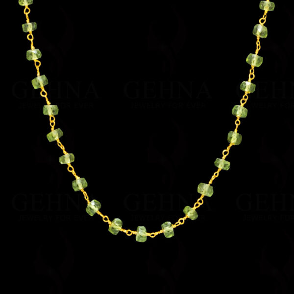 Peridot Gem Round Bead Chain In .925 Sterling Silver CS-1037