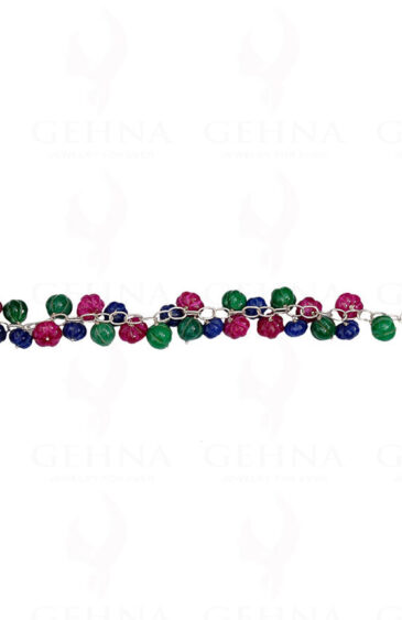 Ruby Emerald Blue Sapphire Gemstone Melon Shape Bracelet BS-1038