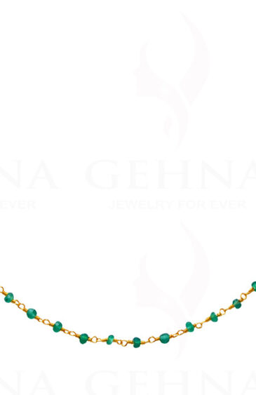 18″ Onyx Gemstone Bead Chain In .925 Sterling Silver CS-1038