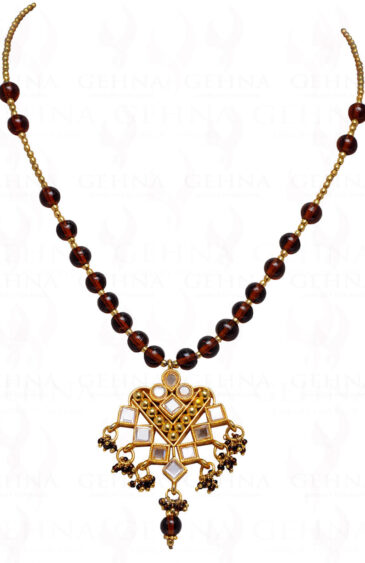 Indian Traditional Style Hessonite Gemstone Studded Necklace FN-1038