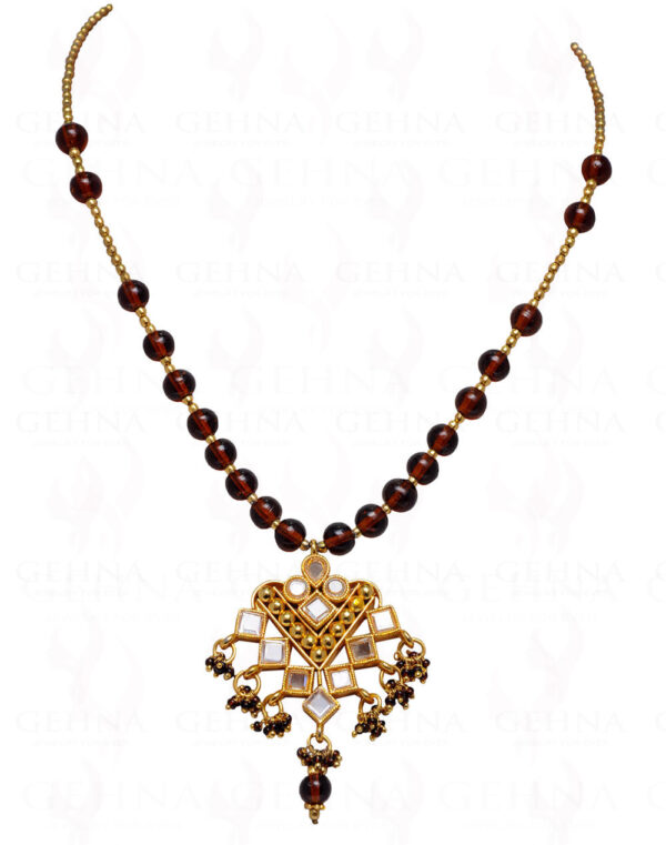 Indian Traditional Style Hessonite Gemstone Studded Necklace FN-1038
