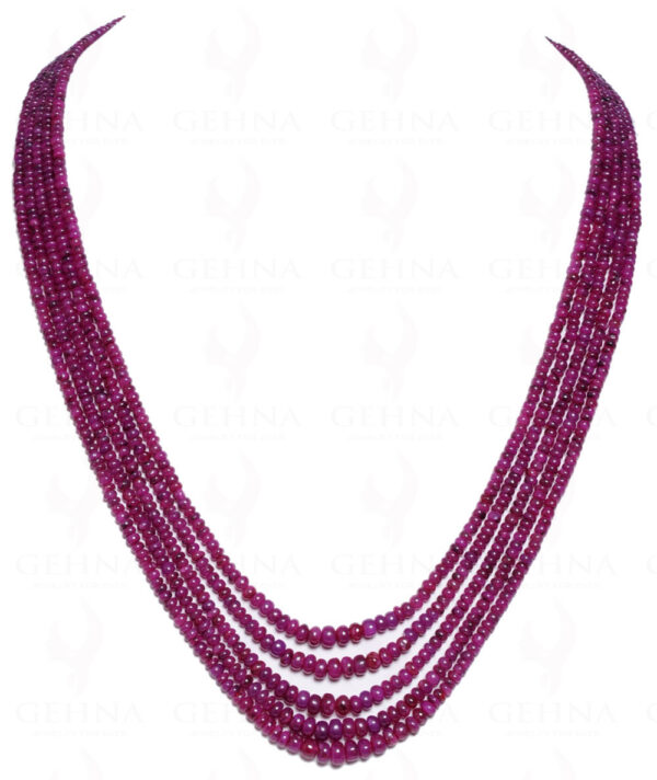 5 Rows Of Ruby Gemstone Round Cabochon Bead Necklace NP-1038