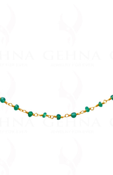 18″ Onyx Gemstone Bead Chain In .925 Sterling Silver CS-1038