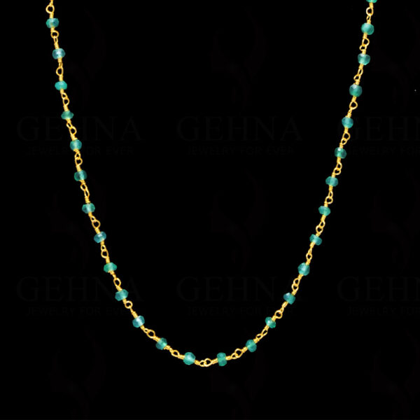 18" Onyx Gemstone Bead Chain In .925 Sterling Silver CS-1038