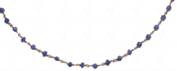 Emerald & Sapphire Bead Chain Linked In .925 Silver - Yellow Polish CP-1039