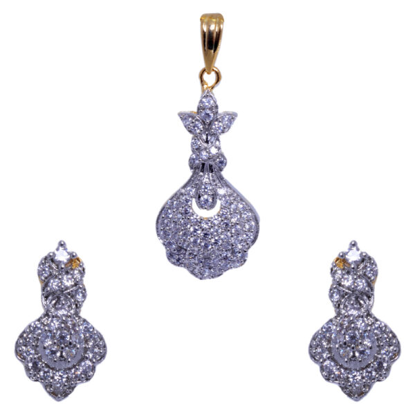 Cubic Zirconia Studded Trendy Pendant & Earring Set FP-1039