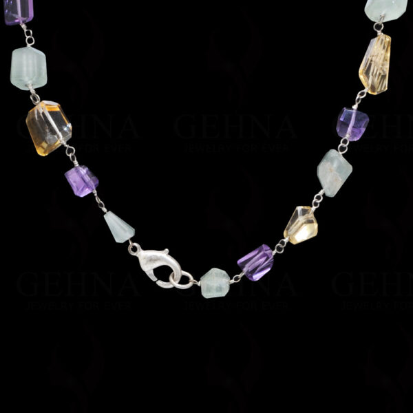 18" Aquamarine Citrine Amethyst Tumble Chain In .925 Sterling Silver CS-1039