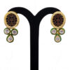 Blue Thewa Work Pendant & Earring Set Attached With Blue Onyx Bead Chain FN-1039
