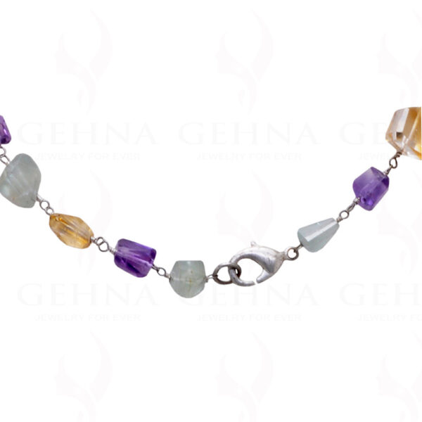 18" Aquamarine Citrine Amethyst Tumble Chain In .925 Sterling Silver CS-1039