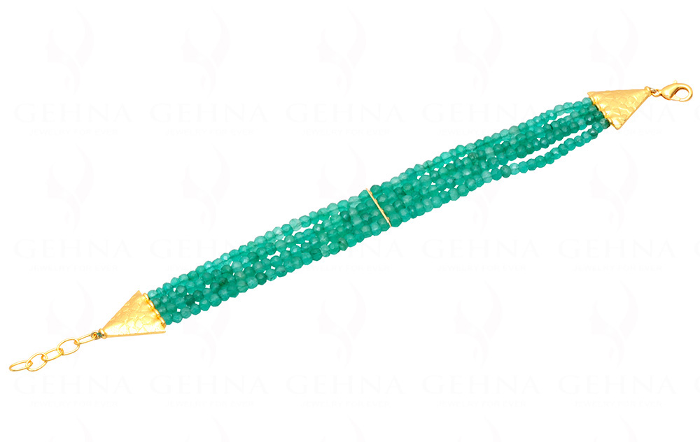 4 Rows Of Emerald Gemstone Faceted Bead Bracelet BS-1040